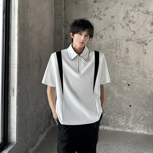T92 新重磅小众设计感短袖polo计师款韩版潮流翻领半袖T男 P58图片