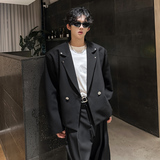 JK11新款休闲潮流韩版西服垫肩小众款式娱乐西装男P98黑，男装西服，星座404A