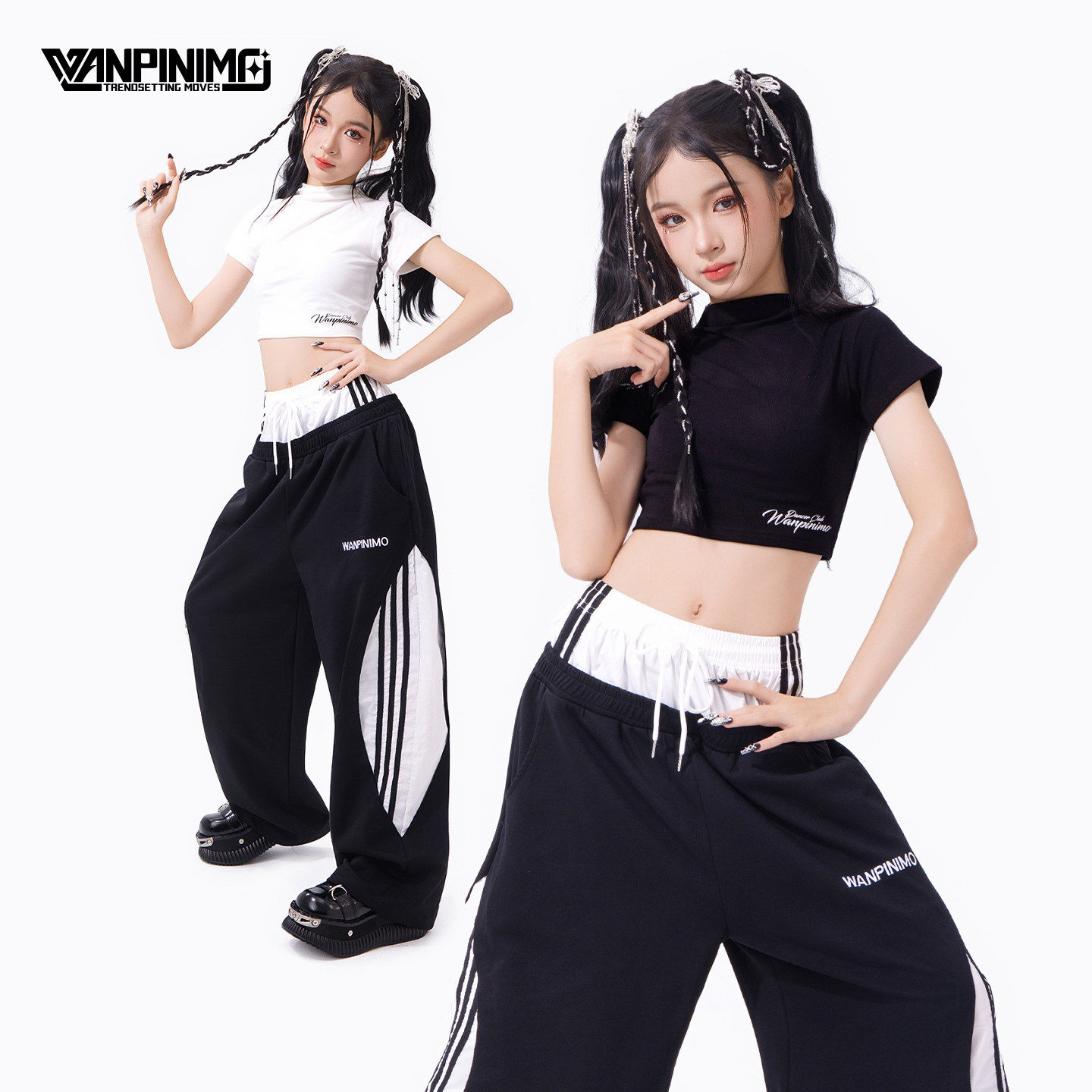 顽皮尼莫女童爵士舞时髦演出服