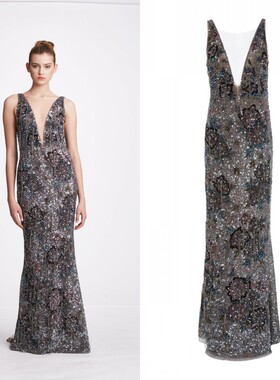 Marchesa新款奢华重工名媛宴会酒会年会生日派对红毯走秀礼服定制