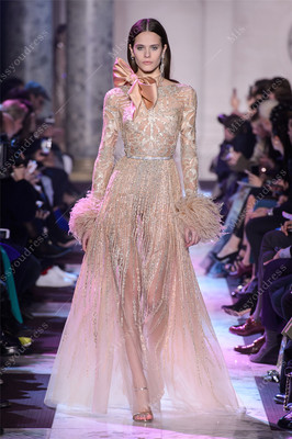 优雅风长袖酒会生日派对红毯礼服