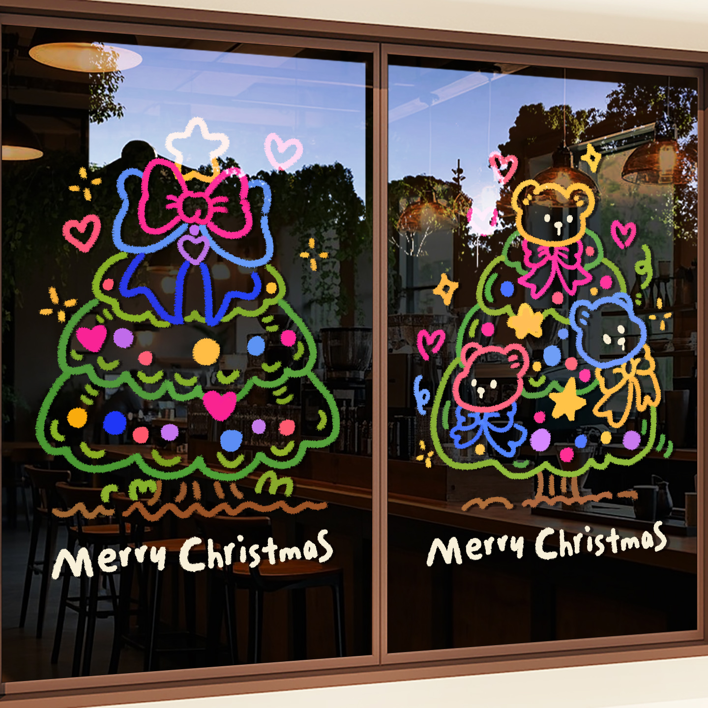 2026圣诞节装饰玻璃门贴纸