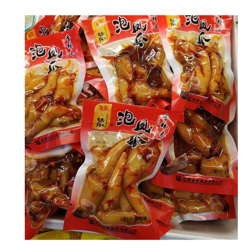 四川张记泡椒凤爪500克酱香卤味鸡爪,休闲香辣零食散装吃货