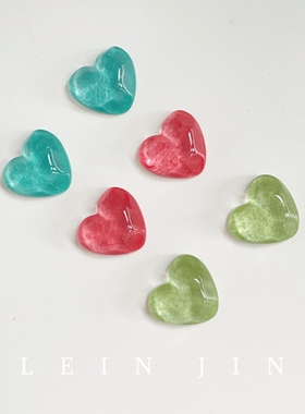 可爱甜美闪粉爱心纯银耳钉蚊香盘耳夹女无耳洞树脂耳饰夏季减龄