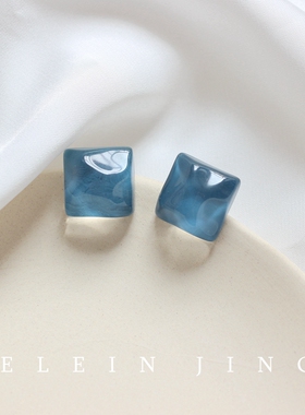 手作温柔蓝绿紫色水波纹简约几何气质耳钉无痛无耳洞蚊香盘耳夹