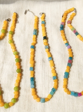 小众品牌 天然石优化色 各一条 项链 介意天然石原矿杂质瑕疵慎拍