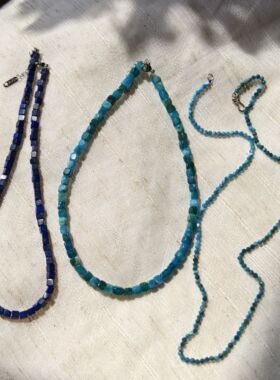 青岛饰品 OG Loc 小众品牌 天然磷灰石青金石纯银项链