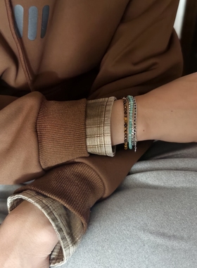 小众品牌  OG Loc  天然虎眼石 天河石 纯银手链