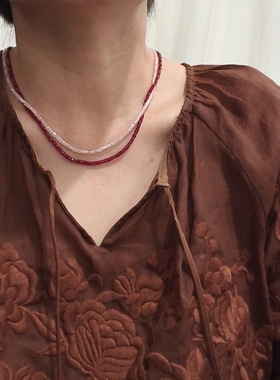 手工串珠 琉璃小水晶 链长42-45㎝左右延长链5㎝