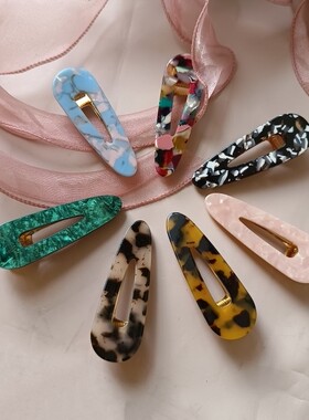 青岛工厂 OG Loc撞色设计 醋酸亚克力 水滴鸭嘴夹 发饰高品