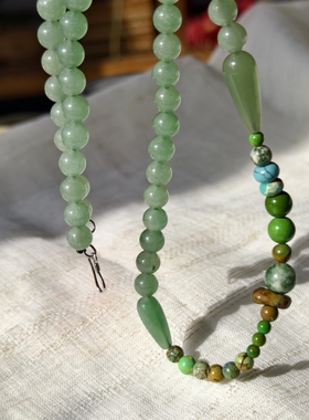 小众品牌 OG Loc 东陵石绿松石 纯银扣 天然石 项链 店主手作