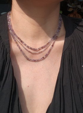 青岛饰品 OG Loc 天然水晶 紫阿塞项链