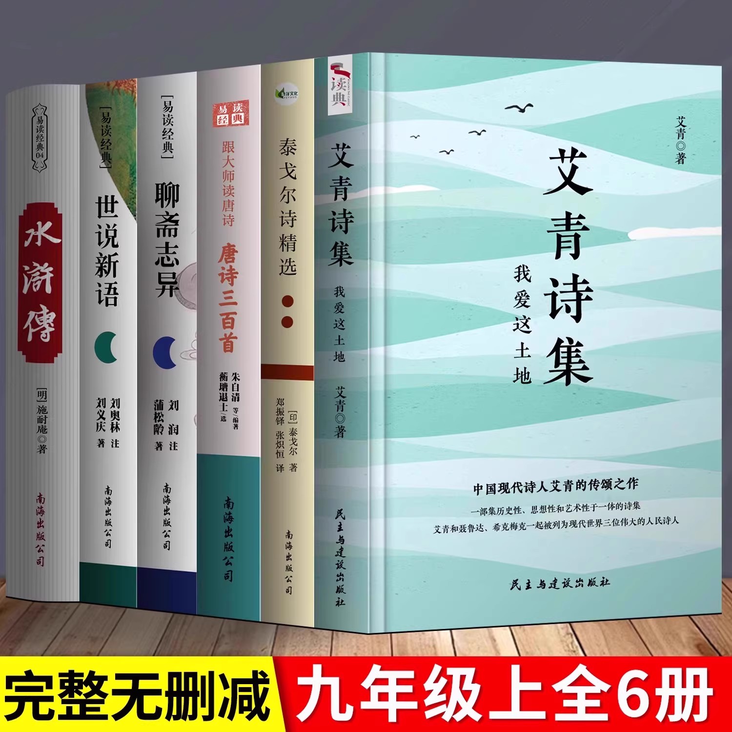 6册儒林外史水浒传原著格列佛游记简爱契诃夫短篇小说选我是猫围城钱钟书正版初中生九年级下艾青诗选诗集+水浒传+简爱+儒林外史