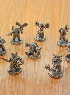 复古实心白铜矮人战士兵人模型手办桌游棋子汽车内铜摆件男生玩具