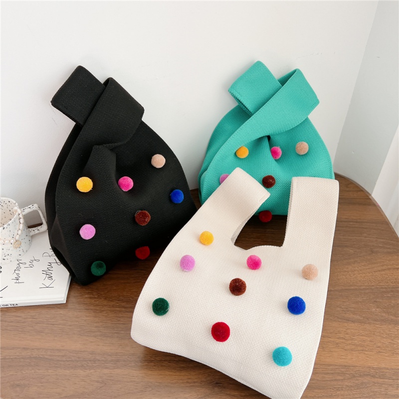 彩色小球针织包包女春秋夏季手拎