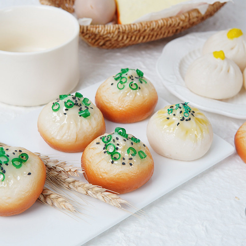 PVC仿真包子模型搞笑视频假包子道具仿真食物早餐奶油生煎包挂件