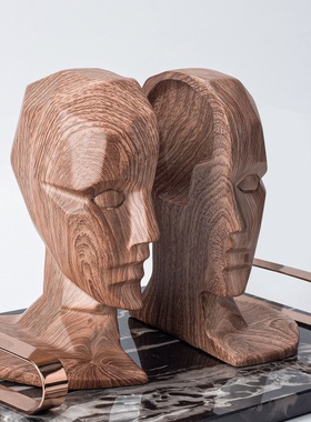 北欧人头雕塑书挡书靠书架挡板创