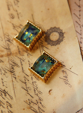 原创法式复古炫彩轻奢耳环高级感