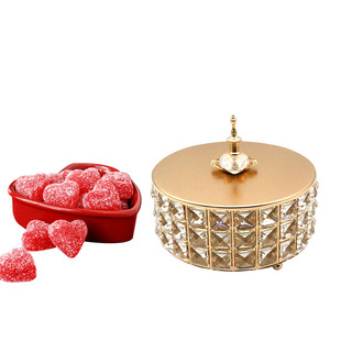 欧式水果盘创意客厅铁艺玻璃家居宴会大号拼盘带盖糖果储物收纳盒