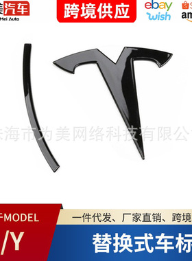 适用特斯拉MY替换式车标贴model3毛豆Y改装前后字母丫黑色化配件