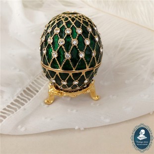 FG西洋古董首饰盒 vintage珐琅彩蛋镶钻戒指生日礼品礼物盒摆件