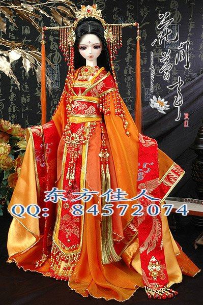 仿SD古装娃娃 唐装汉服 红色古装 汉服娃娃 花间梦事 实物拍摄