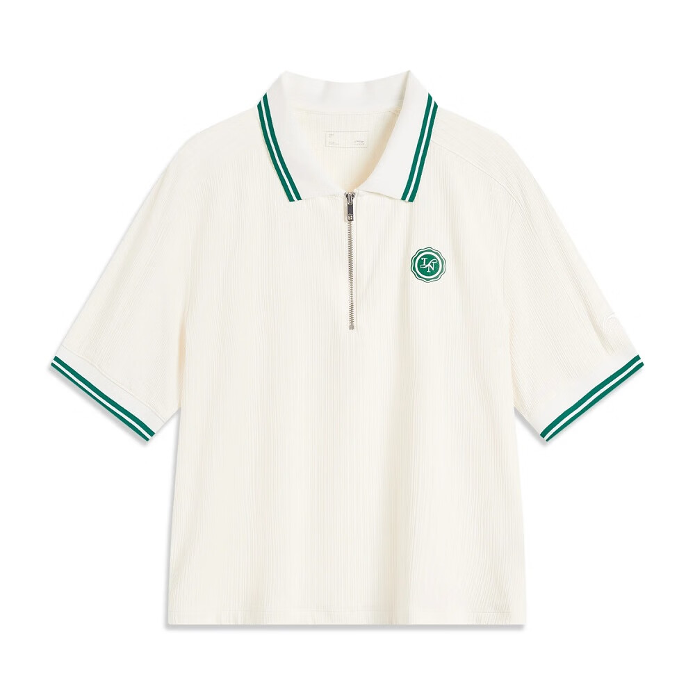 李宁纯色短袖宽松POLO衫女士2025夏季新款宽松上衣针织运动服APLV