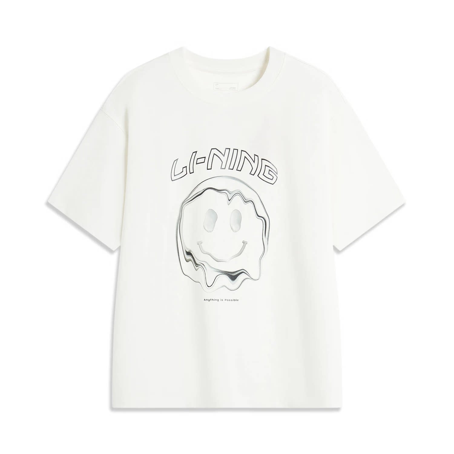 李宁短袖t恤女2024春夏新款卡通笑脸印花简约休闲圆领上衣ahsu348