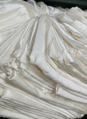 真丝白胚丝绸布料100桑蚕丝真丝素绉缎大块零头布白色清仓处理