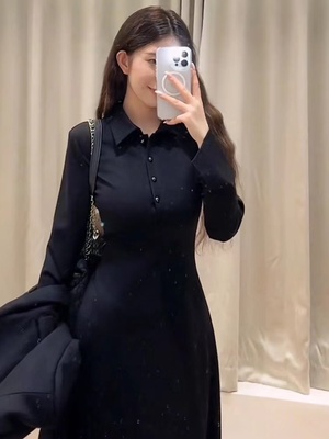 秋冬季高级感内搭小个子长裙纯色