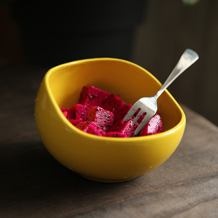 森伯斯特黄色SUPERBOWL设计款派对酱料碗零食碗多用途陶瓷碗