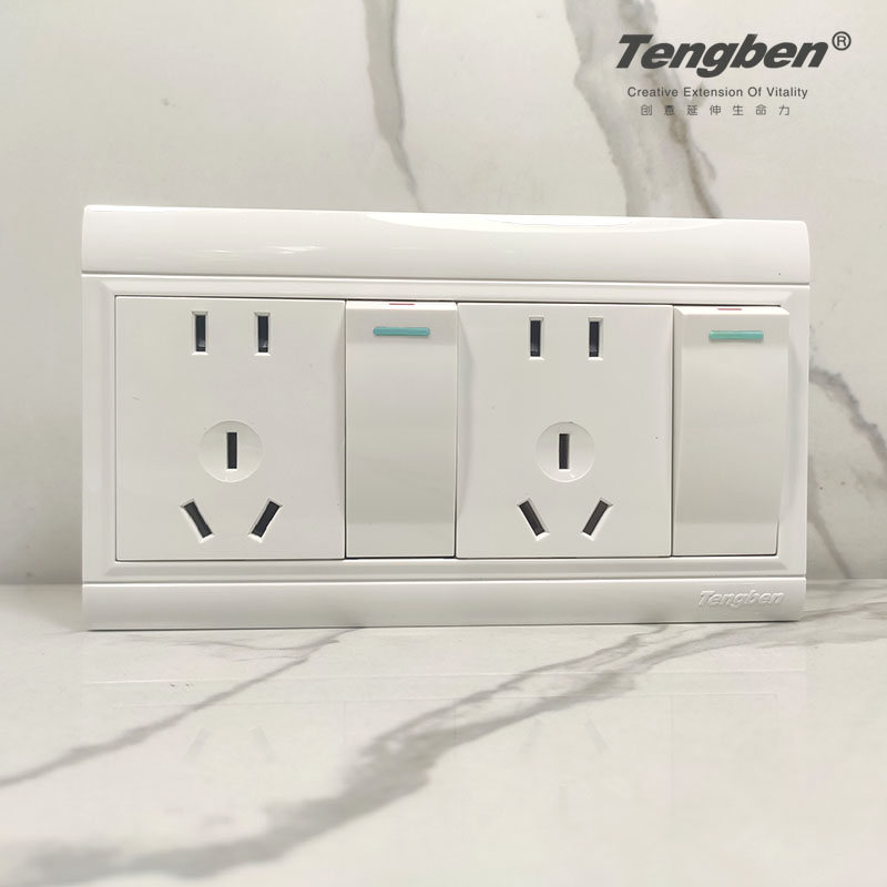 藤本明装开关插座二位二开孔插座