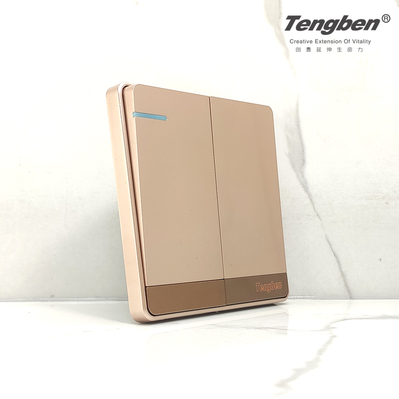 藤本开关插座86型暗装玫瑰金面板超大板二开单控二位双控电源开关