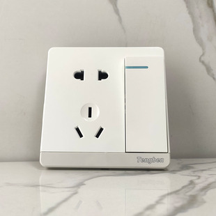 藤本墙壁插座86型面板超大板一位开关二三插一开5孔插插座带开关