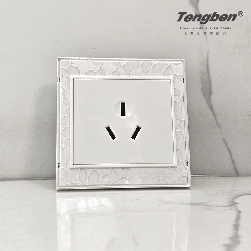 藤本开关86型暗装面板透明雕花钢架结构三插座家用空调3孔16A插
