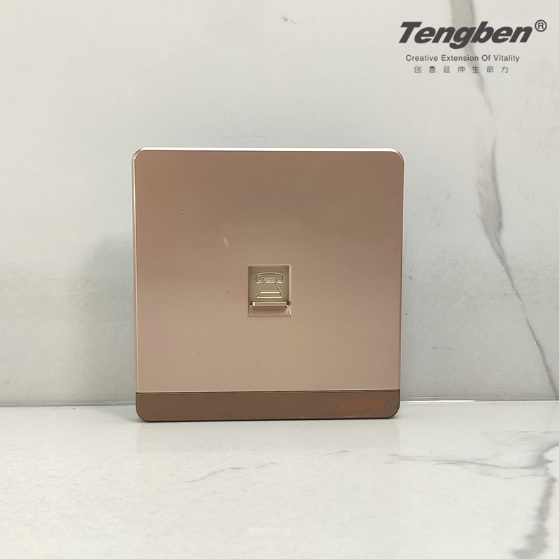 藤本开关插座86型玫瑰金家用暗装面板一位墙式金色电话插座