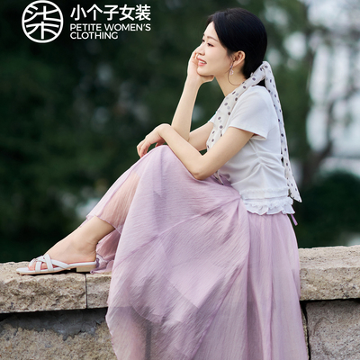 柒量一裁小个子夏季法式花瓣裙女