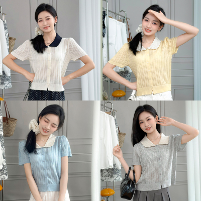 柒量一裁小个子四色毛织开衫