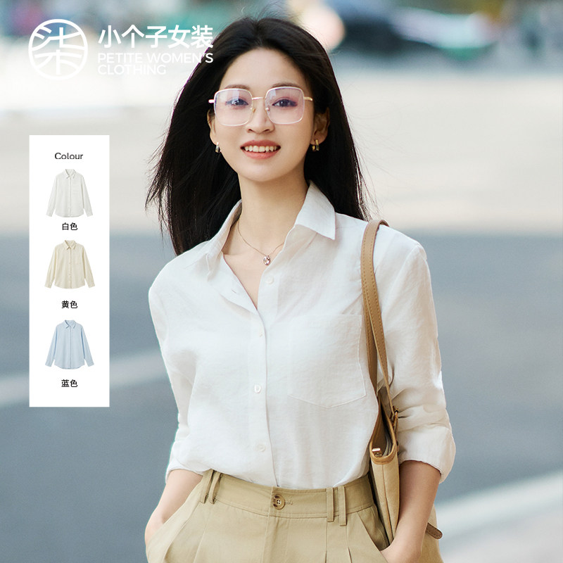 柒量一裁小个子三色莱赛尔亚麻衬衫高级感巨好看新款女衬衣0233图片