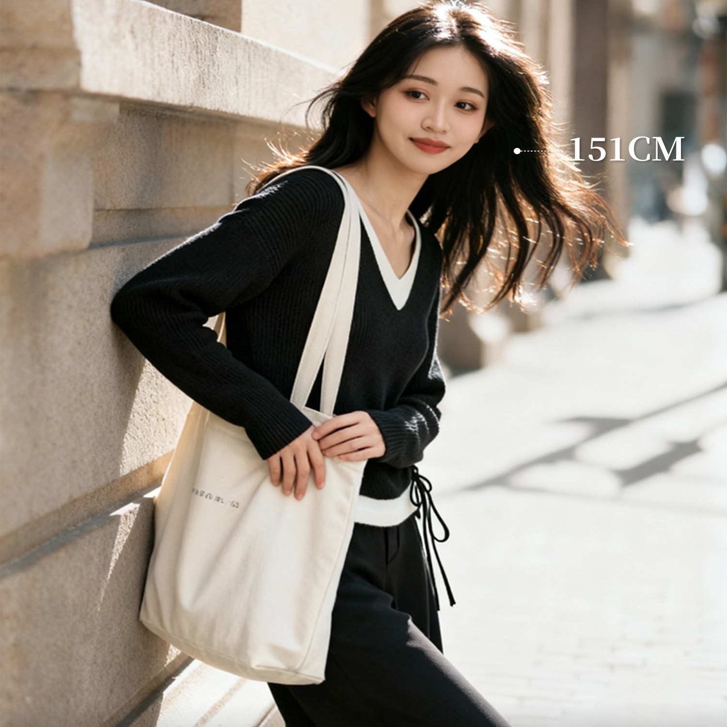 小个子V领假两件毛织上衣