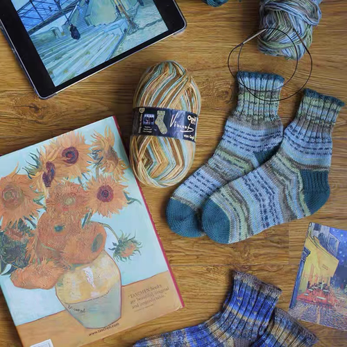 Opal 梵高系列 进口袜子线弹力手工编织段染名画系列 送袜子图解