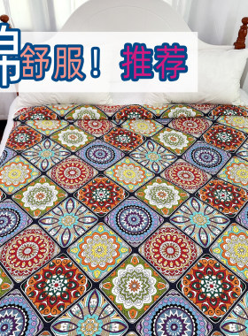 纯棉150x200空调被夏凉被斜纹小床床单褥子美式夹棉衍缝吸汗床盖