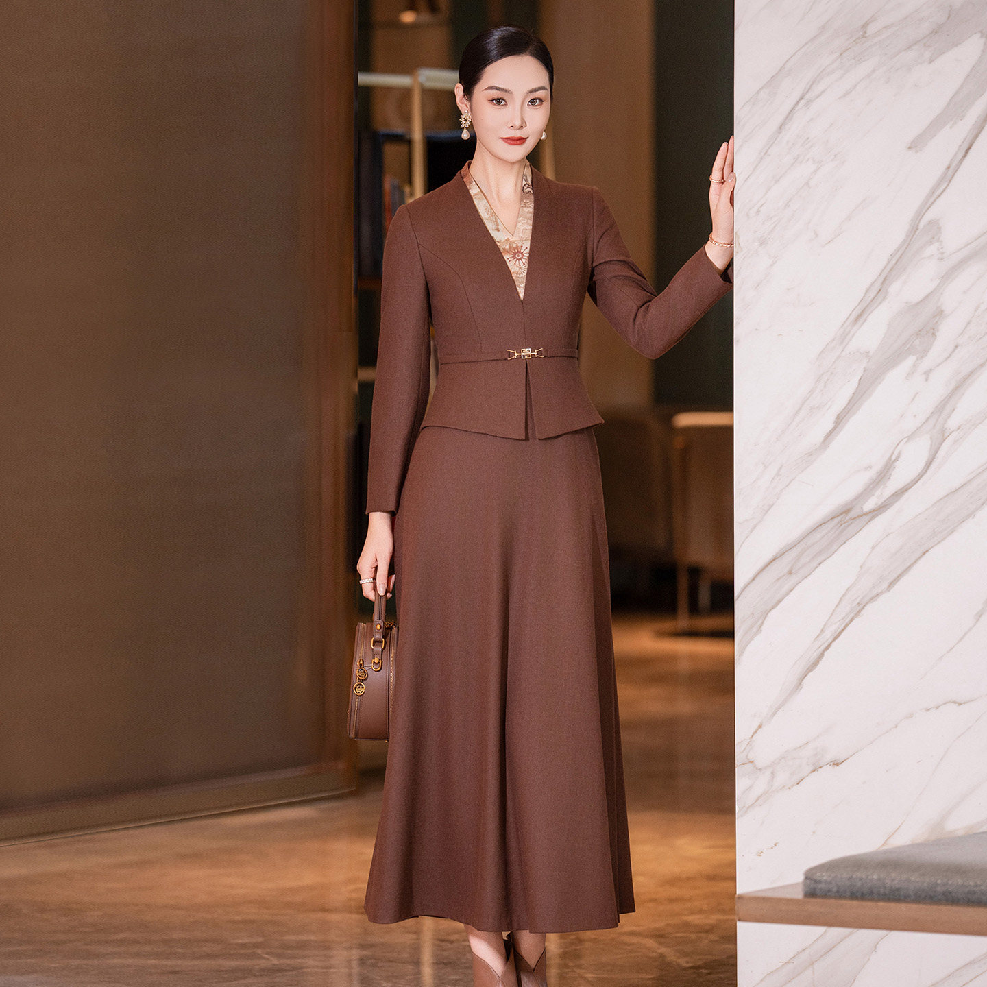 冬季毛呢连衣裙女新款咖色拼接羊毛气质假两件修身显瘦时尚大摆裙,女装/女士精品,连衣裙,淘宝优惠券,粉丝福利购,淘宝优惠卷