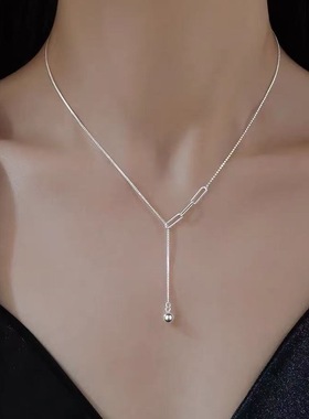 小圆球流苏吊坠项链小香风毛衣链女款2025新款精致拼接轴拉冷淡风