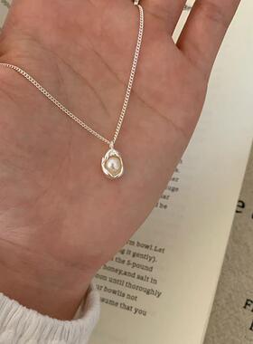 一颗珍珠吊坠项链女款小众设计