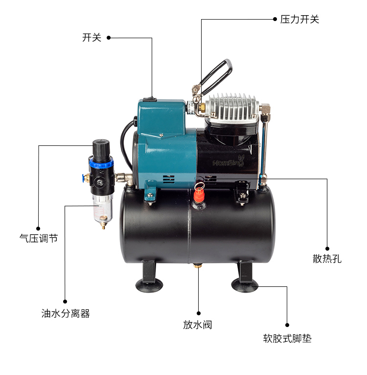 浩盛气泵HY186高达喷漆军模手办改娃模型上色喷笔AS18TA/TB小型泵 模玩/动漫/周边/娃圈三坑/桌游 模型制作工具/辅料耗材 原图主图