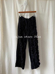 阔腿休闲裤 无退换 重工叠纱捏褶 立体裁剪 日单贵牌