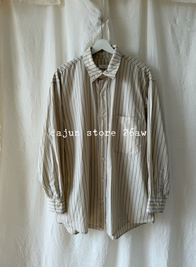 无退换 韩代小众 ark.b 斯文极简 翻领竖条纹衬衫