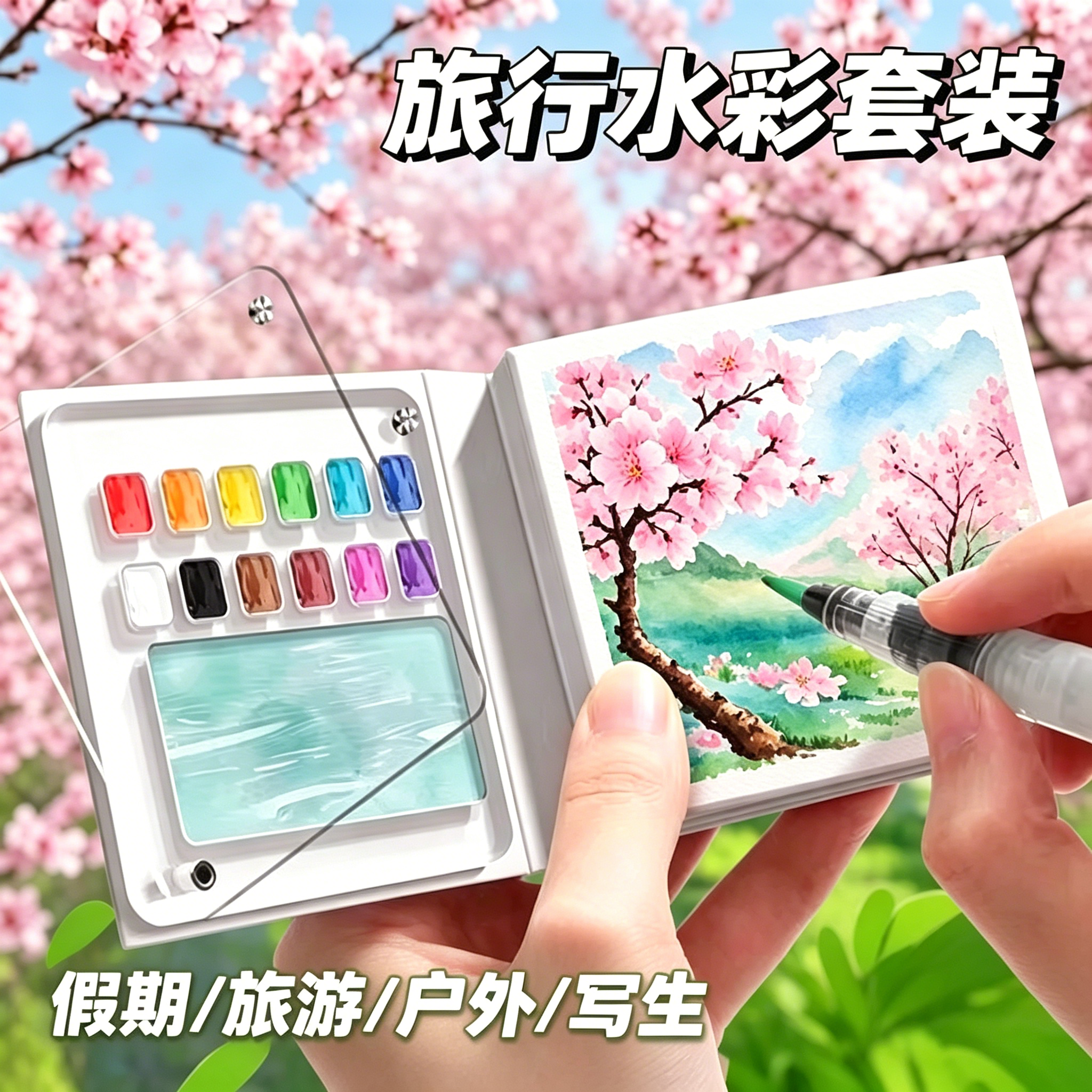 2026新款摸鱼本可撕绘画本水彩颜料本手帐笔图画本马克笔专用摸鱼小巧便携旅行素描本加厚卡纸不透墨手账本