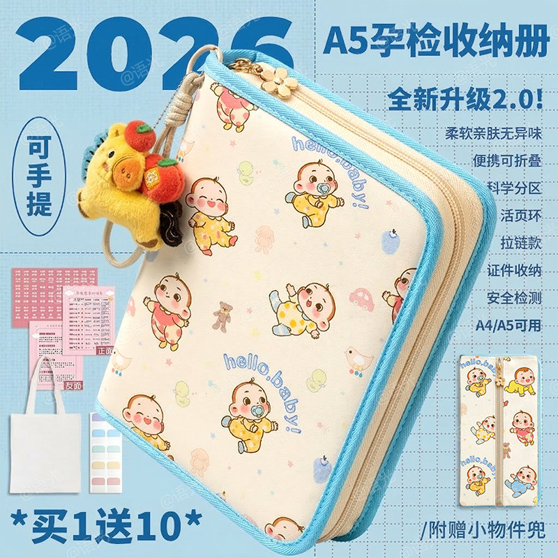产检收纳册孕检收纳袋孕妇初期必备用品医院报告单孕期档案册带拉链产